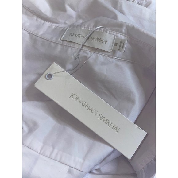 JONATHAN SIMKHAI Alex Pleated Cut Out Dress in White Medium New Nwt Shirtdress - Picture 8 of 15